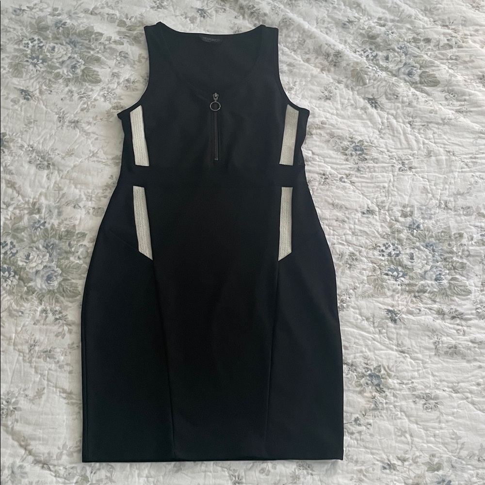 Topshop Black Dress with White Details
